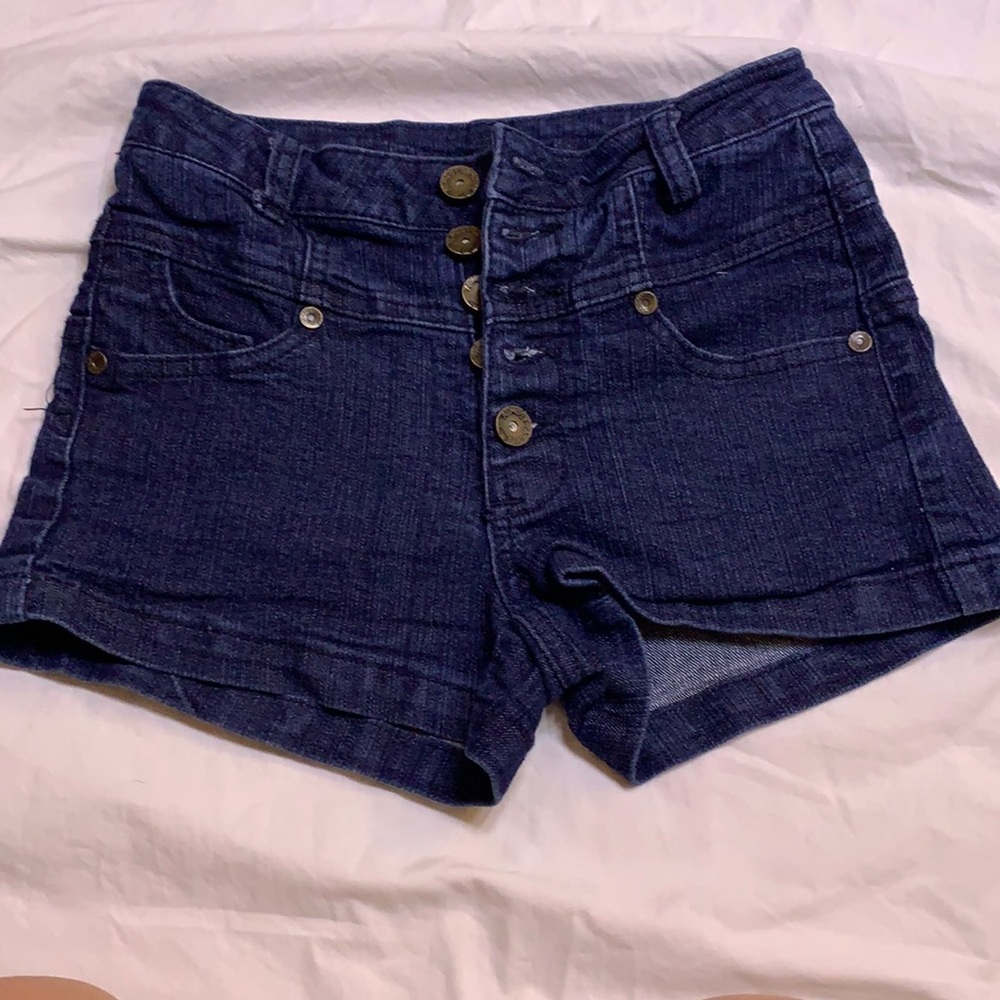 Button front high waist shorts